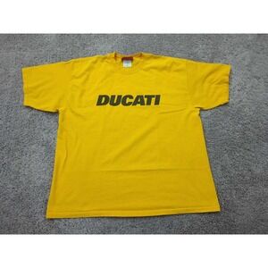 Ducati T Shirt Mens XXL Yellow Short Sleeve 100% Cotton Performance Motorcycles